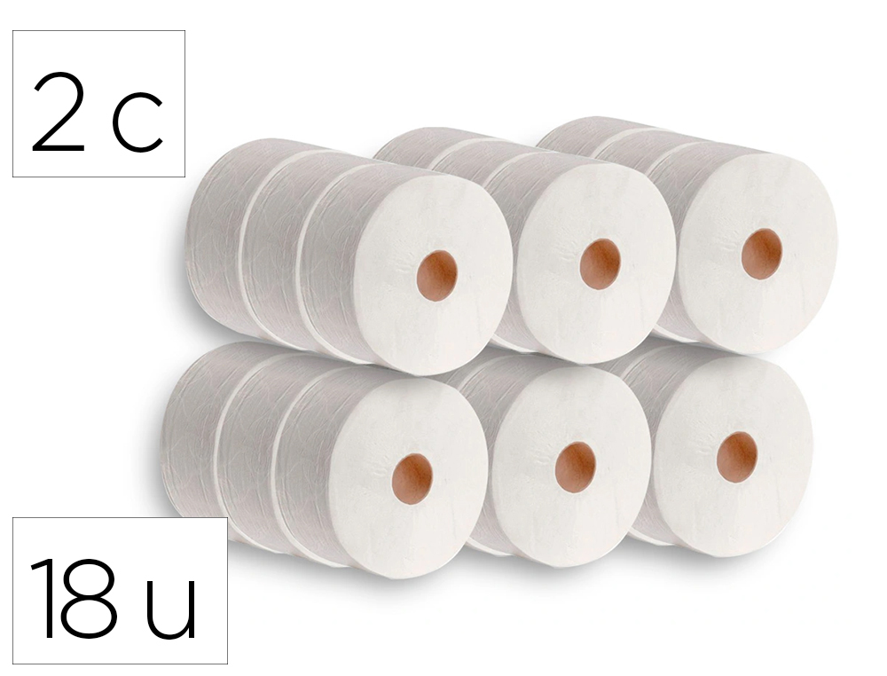 Papel higienico dahi jumbo 2 capas celulosa blanca 140 mt mandril 45 mm paquete de 18 rollos