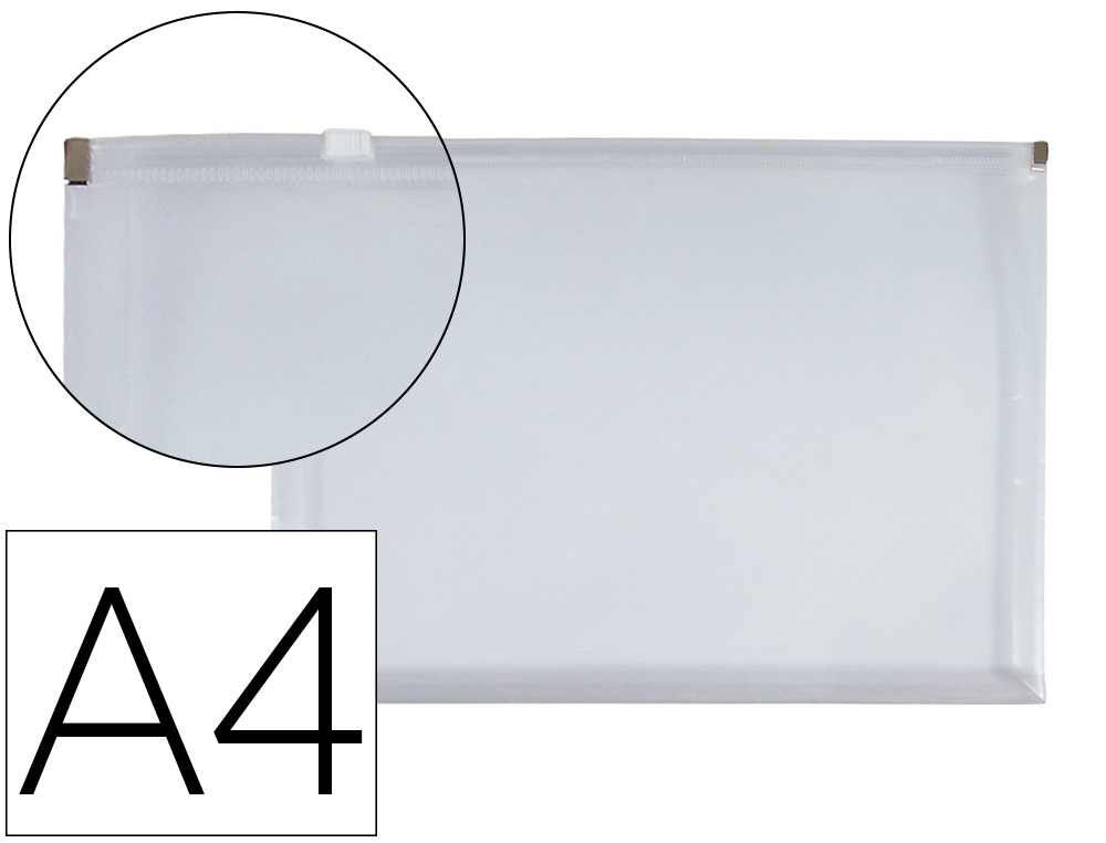 Carpeta dossier liderpapel a4 cierre de cremallera transparente