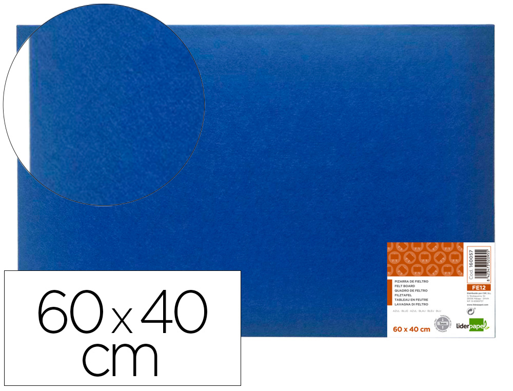 Tablero de anuncios liderpapel fieltro color azul 40x60 cm