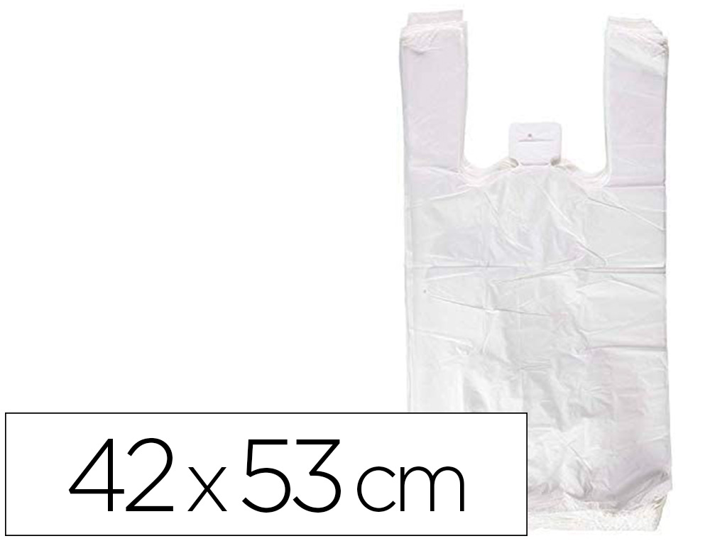 Bolsa camiseta reciclada 70% blanca 50 mc 42x53 cm apta legislacion de bolsas 2021