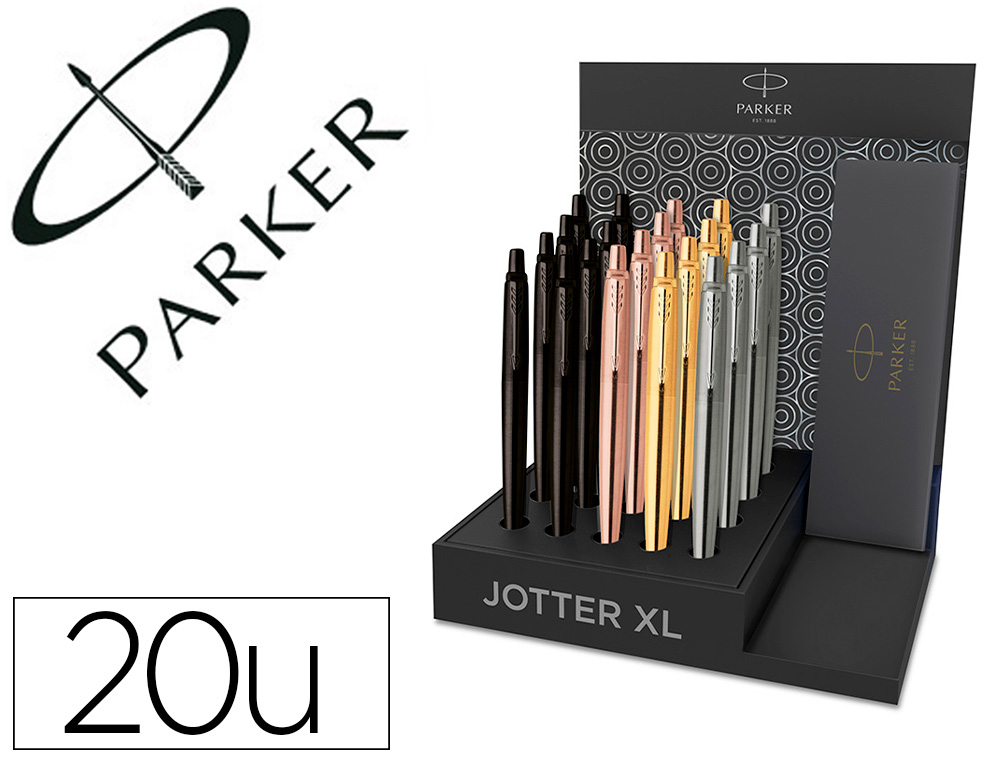 Boligrafo parker jotter xl monocromo expositor de 20 unidades surtidas