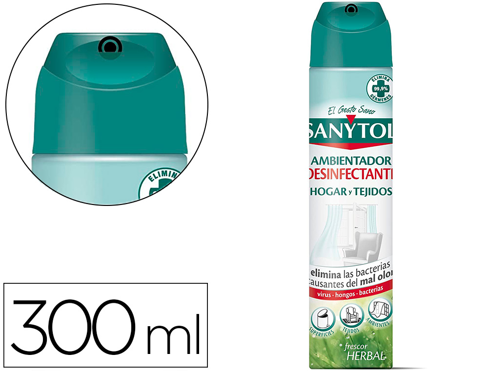 Ambientador sanytol desinfectante para hogar y tejidos spray bote de 300 ml
