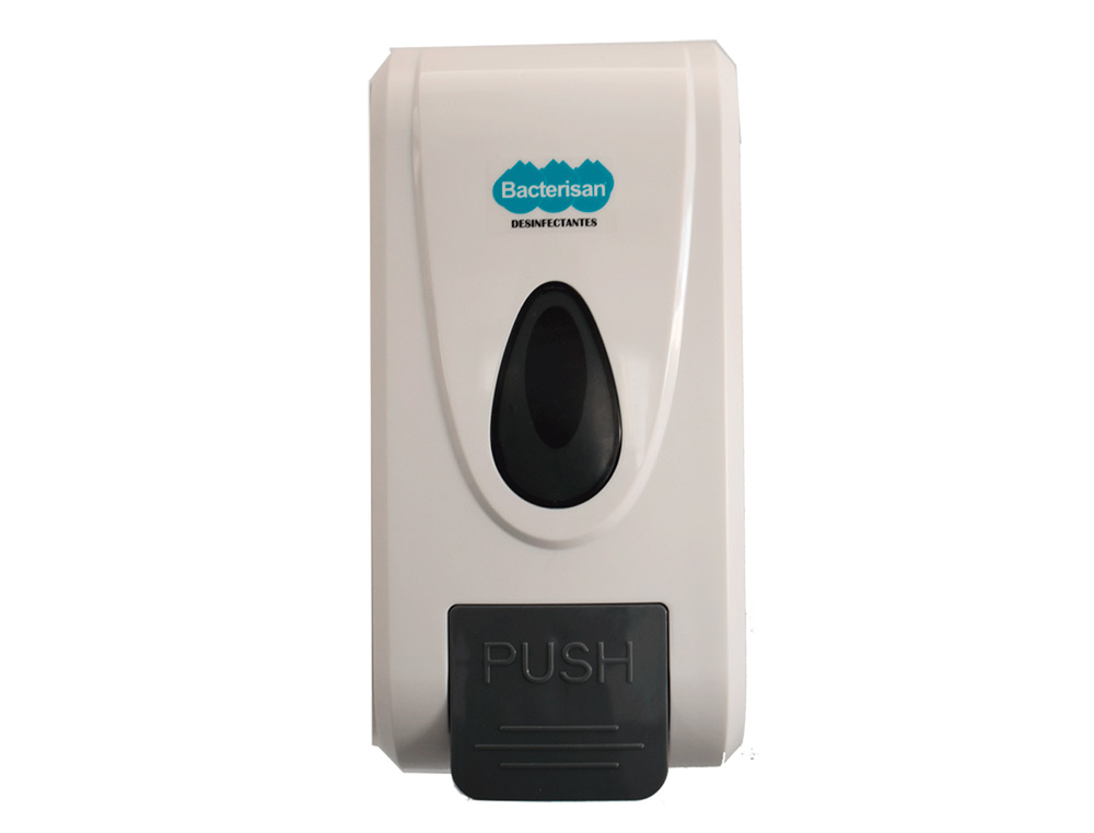 Dispensador para gel y jabon bacterisan para pared manual capacidad 800 ml color blanco 120x110x240 mm