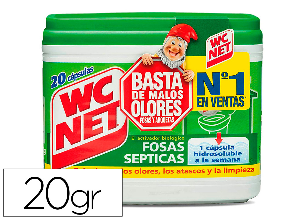 Elimina olores wc net fosas septicas capsula de 18 gr caja de 20 unidades