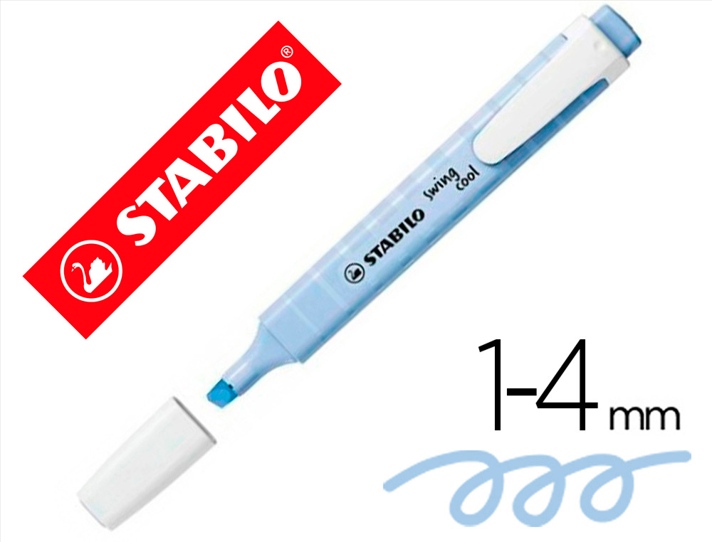Rotulador stabilo fluorescente fino swing cool pastel azul nublado