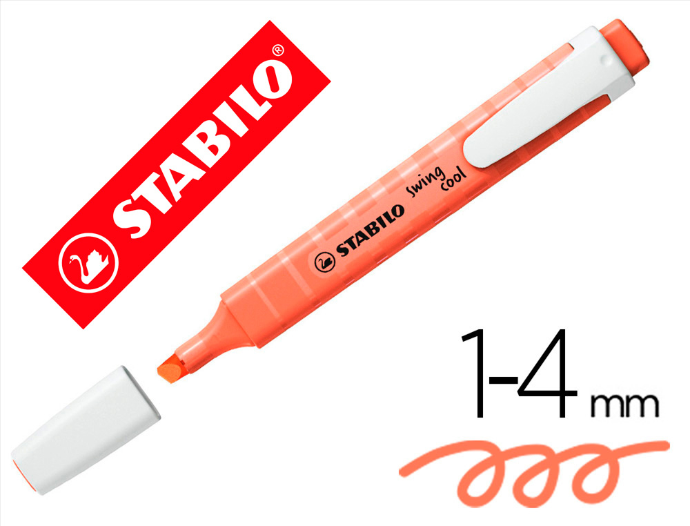 Rotulador stabilo fluorescente fino swing cool pastel coral meloso