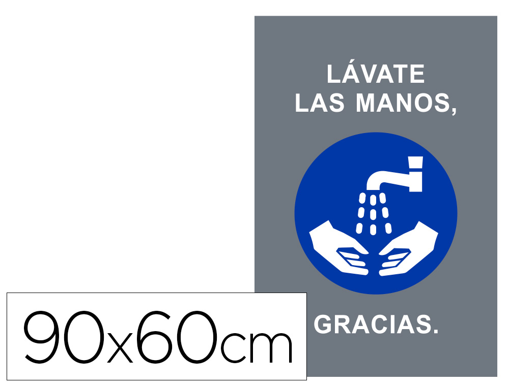 Alfombra para suelo de paso novus lavate las manos gracias fondo gris 90x60 cm