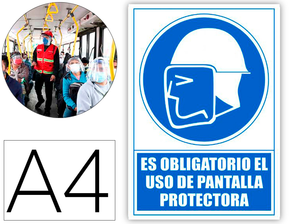 Pictograma archivo 2000 obligatorio uso de pantalla protectora pvc color azul 210x297 mm
