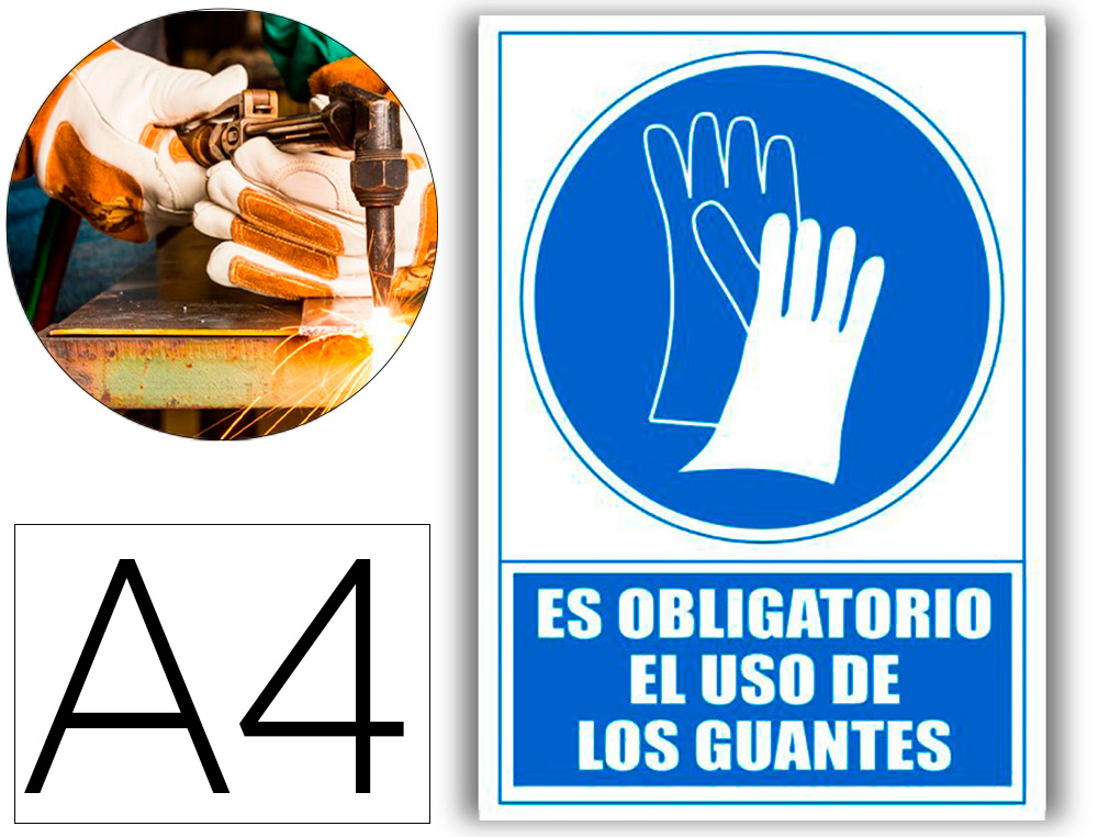 Pictograma archivo 2000 obligatorio uso de guantes pvc azul luminiscente 210x297 mm