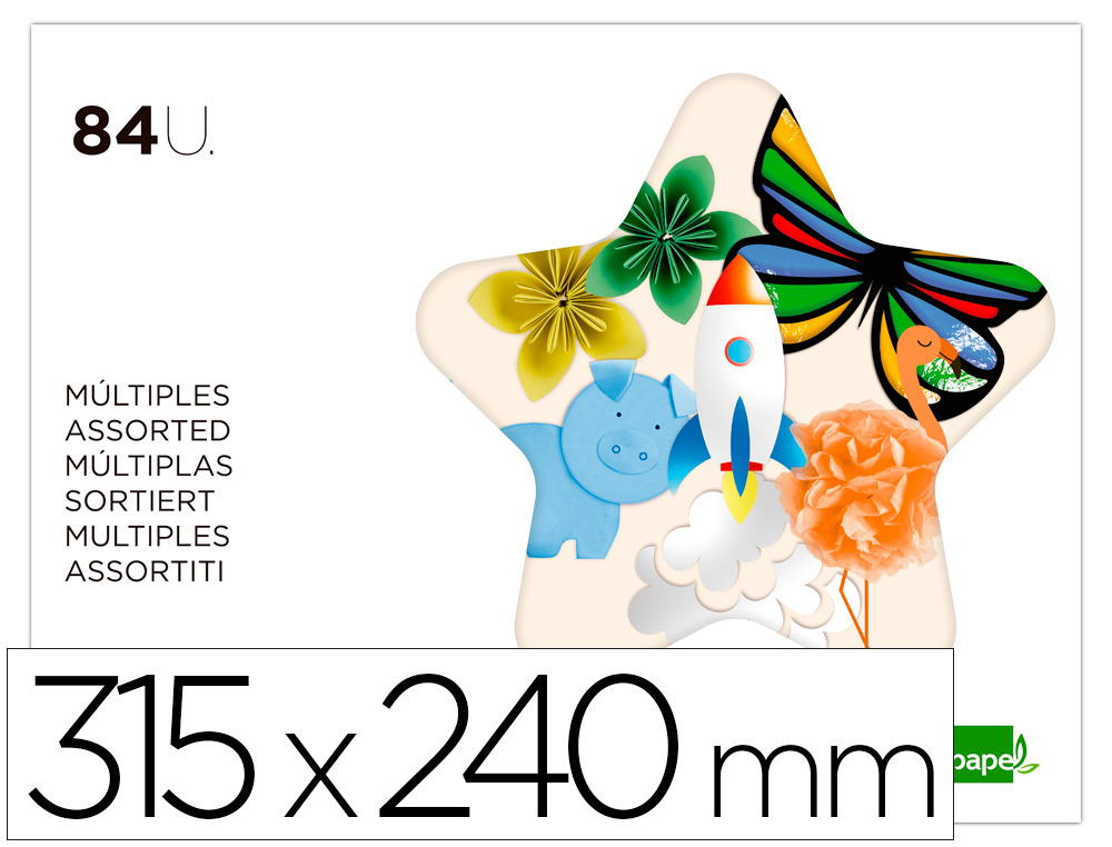 Bloc trabajos manuales liderpapel multiple 240x315mm 84 hojas colores surtidos