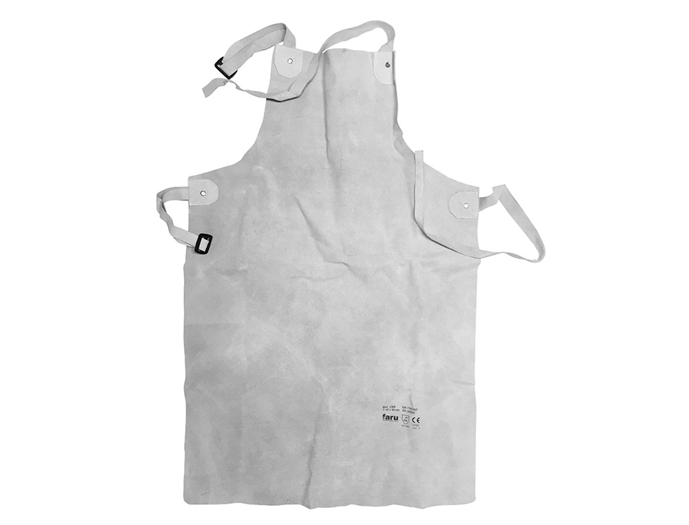 Mandil para soldador faru cuero al cromo con tiras de serraje y anillas 600x900 mm