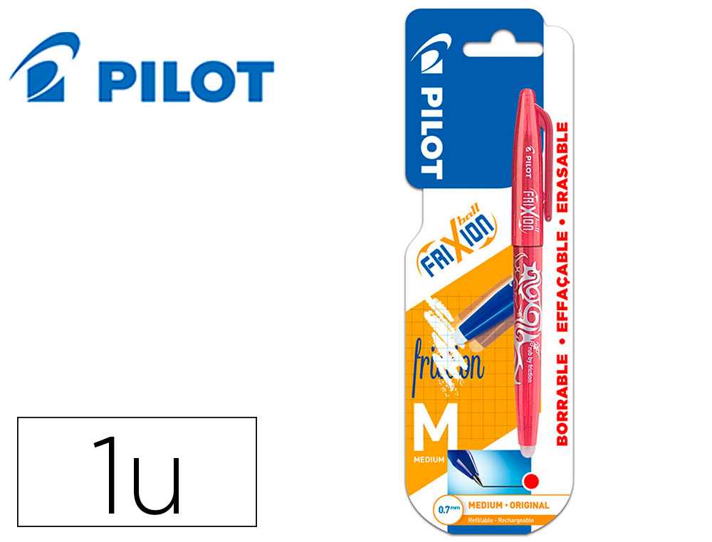 Boligrafo pilot frixion ball borrable 0,7 mm punta media rojo en blister