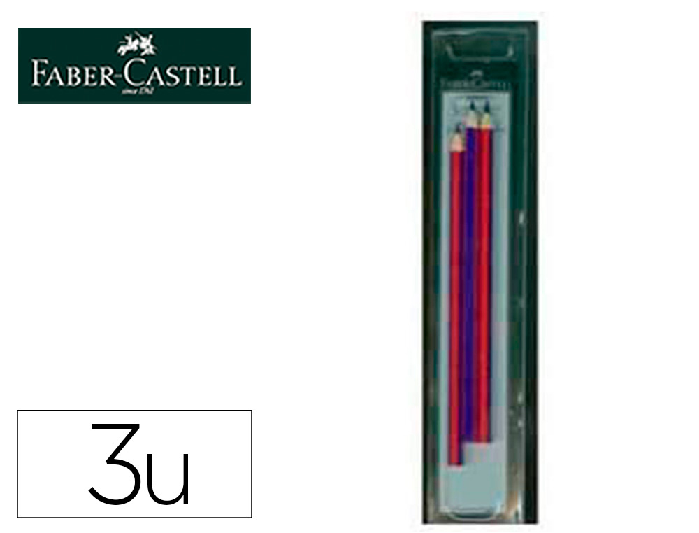 Lapices bicolor fino faber castell 2160-rb hexagonal rojo/azul blister de 3 unidades