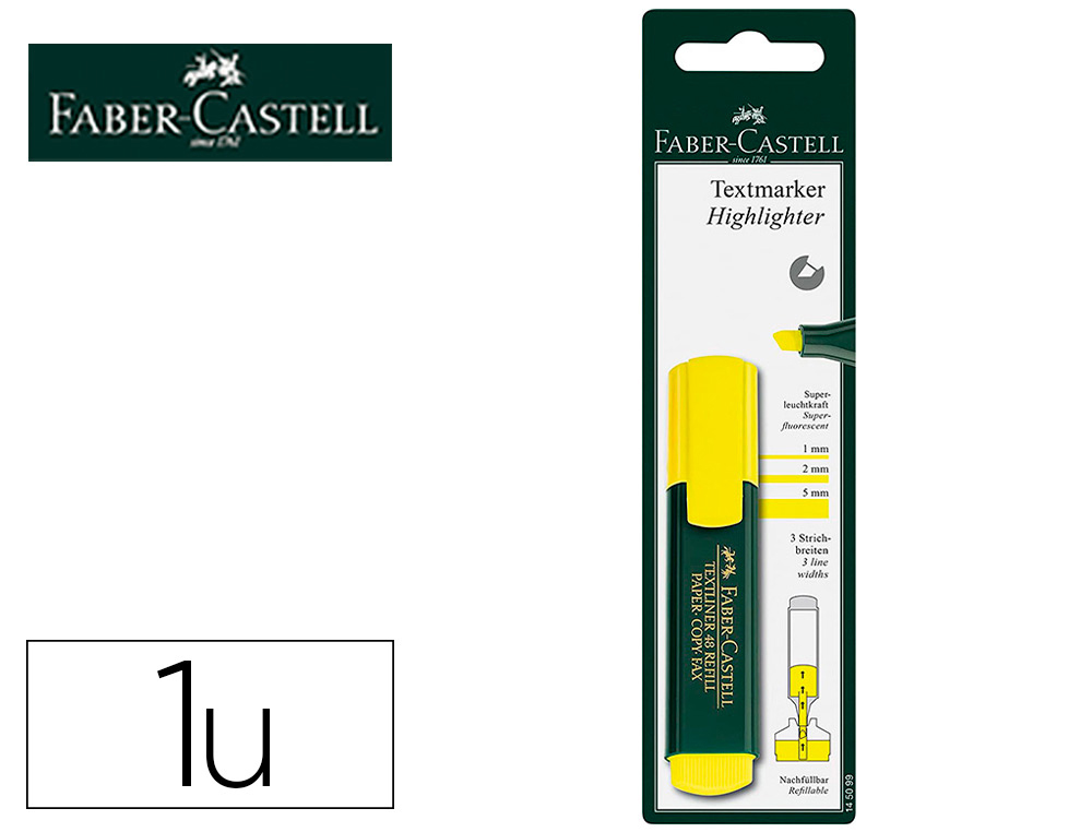 Rotulador faber castell fluorescente textliner 48 amarillo blister de 1 unidad