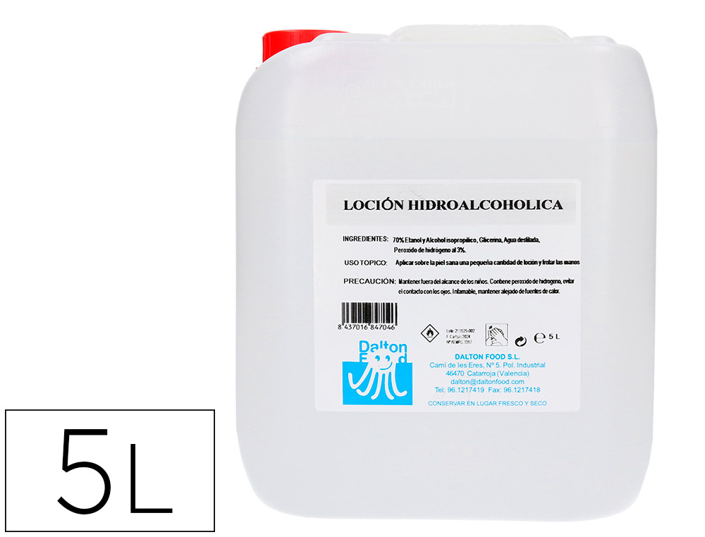Gel hidroalcoholico para manos limpia y desinfecta sin aclarado garrafa 5 litros