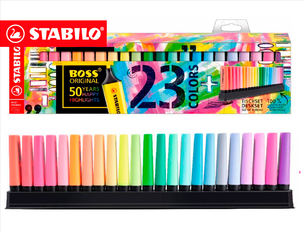 Rotulador stabilo boss fluorescente 70 deskset estuche de 23 unidades colores surtidos