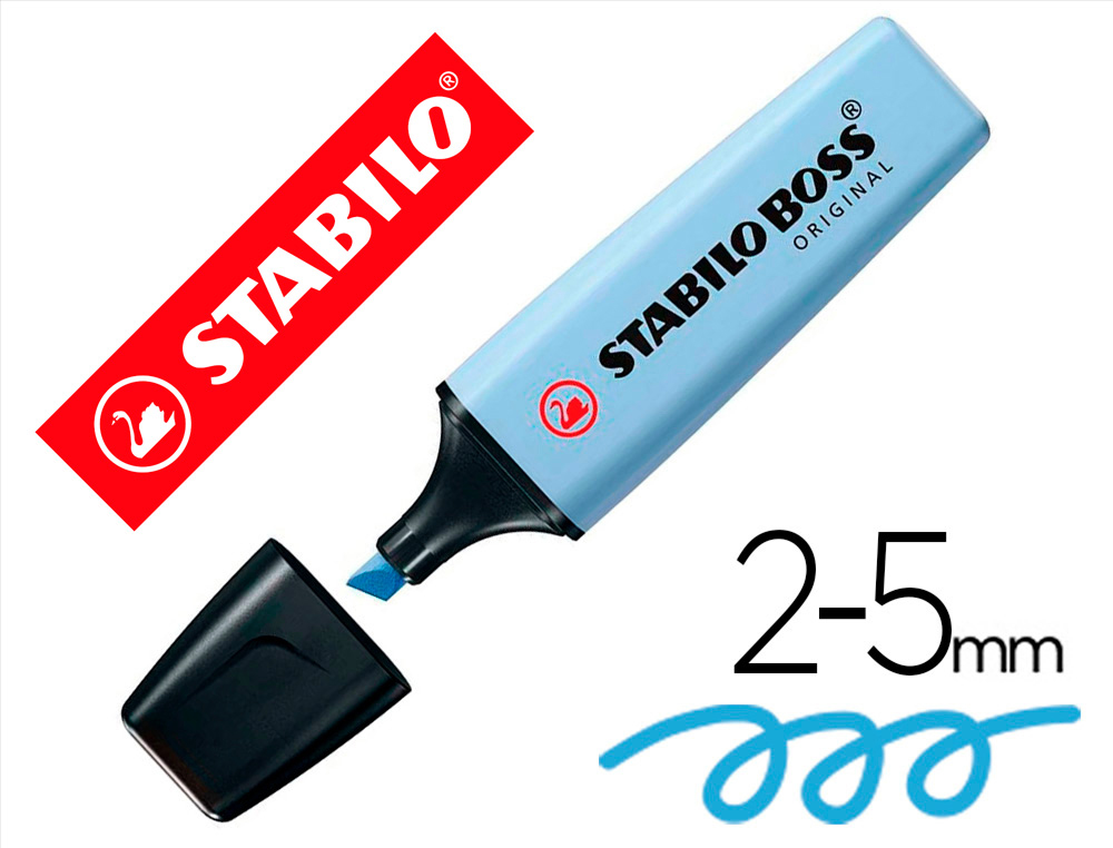 Rotulador stabilo boss fluorescente 70 pastel azul ventoso