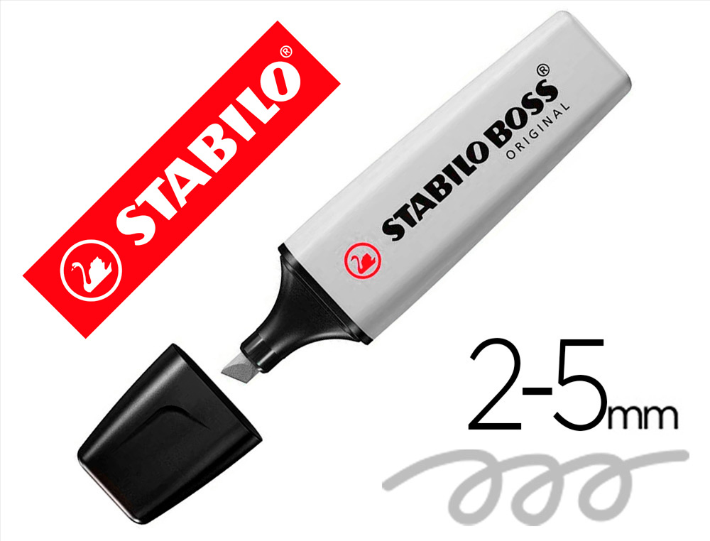 Rotulador stabilo boss fluorescente 70 pastel gris polvoriento