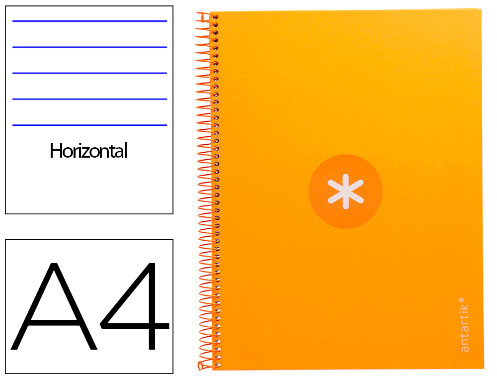Cuaderno espiral a4 micro antartik tapa forrada80h 90 gr horizontal 1 banda 4 taladros color mostaza