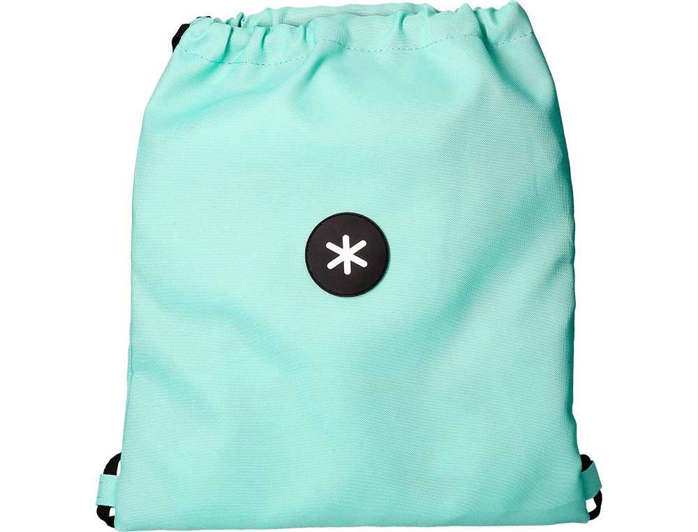 Mochila saco plano antartik bolsillo interior con cremallera color verde menta 350x400 mm
