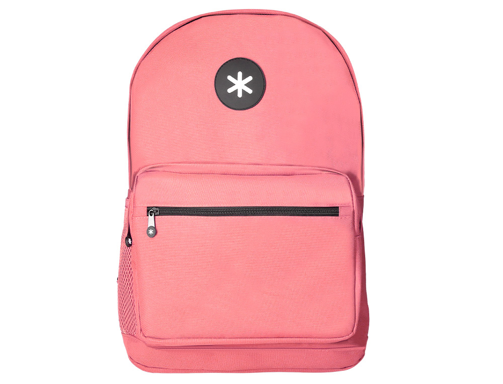 Mochila antartik con asa y bolsillo frontal con cremallera color coral 320x140x430 mm