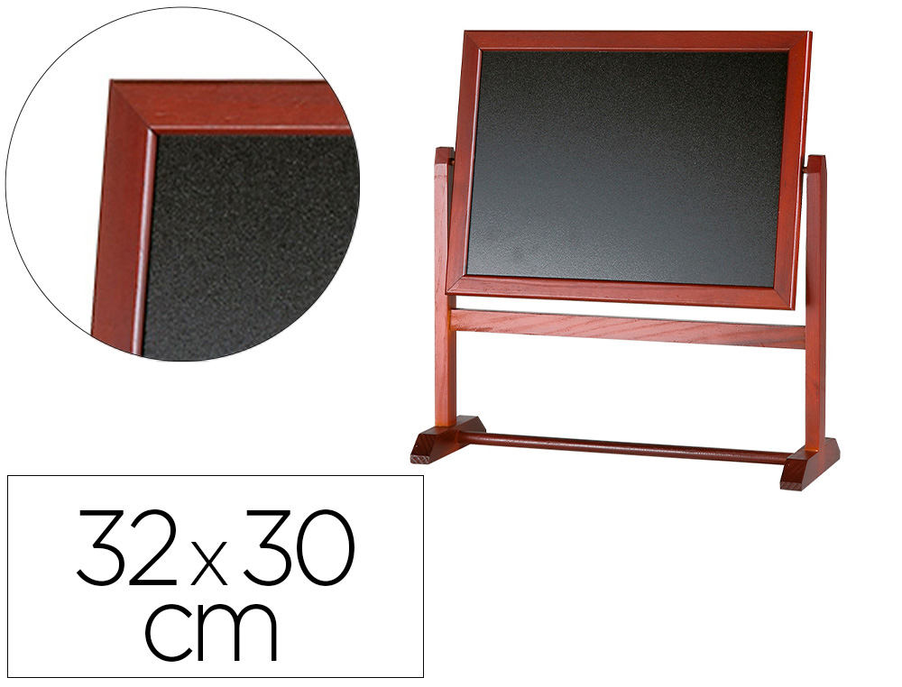 Pizarra marron liderpapel para hosteleria doble cara volteable con superficie para rotuladores 32x30 cm