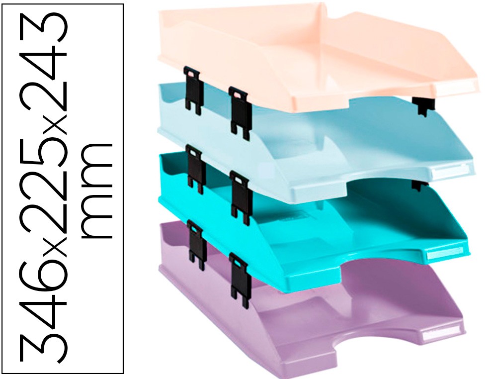 Bandeja sobremesa exacompta plastico aquarel set de 4 bandejas combo midi colores pastel 346x225x243 mm