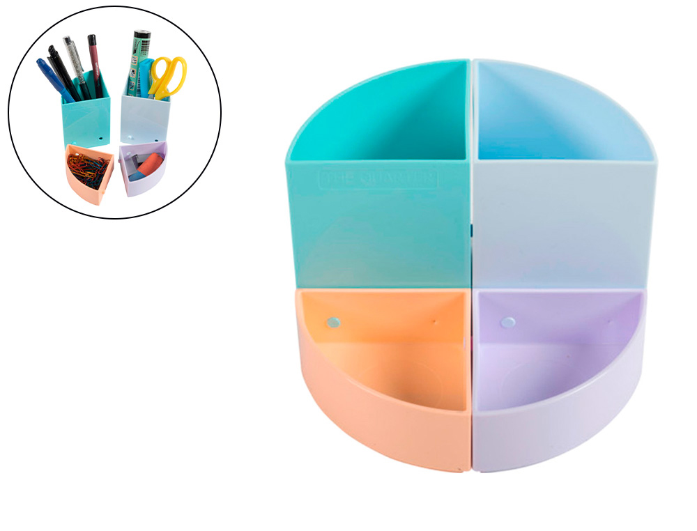 Organizador de sobremesa exacompta aquarel the quarter 4 compartimentos modulables colores pastel 120x120x83 mm