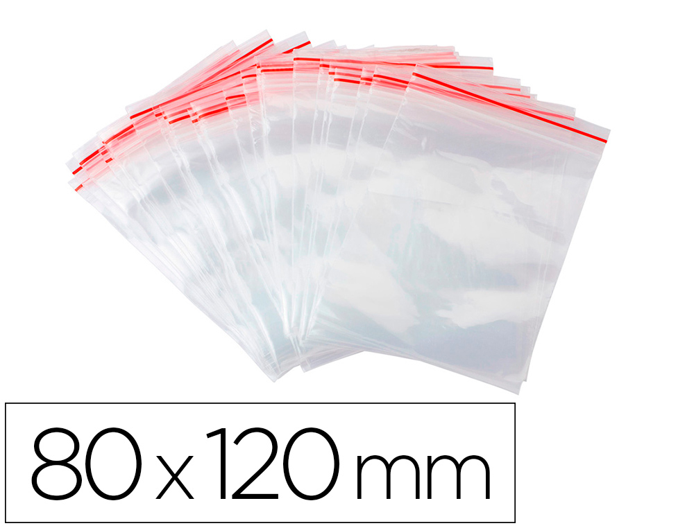 Bolsa plastico autocierre q-connect 80x120 mm paquete de 100 unidades