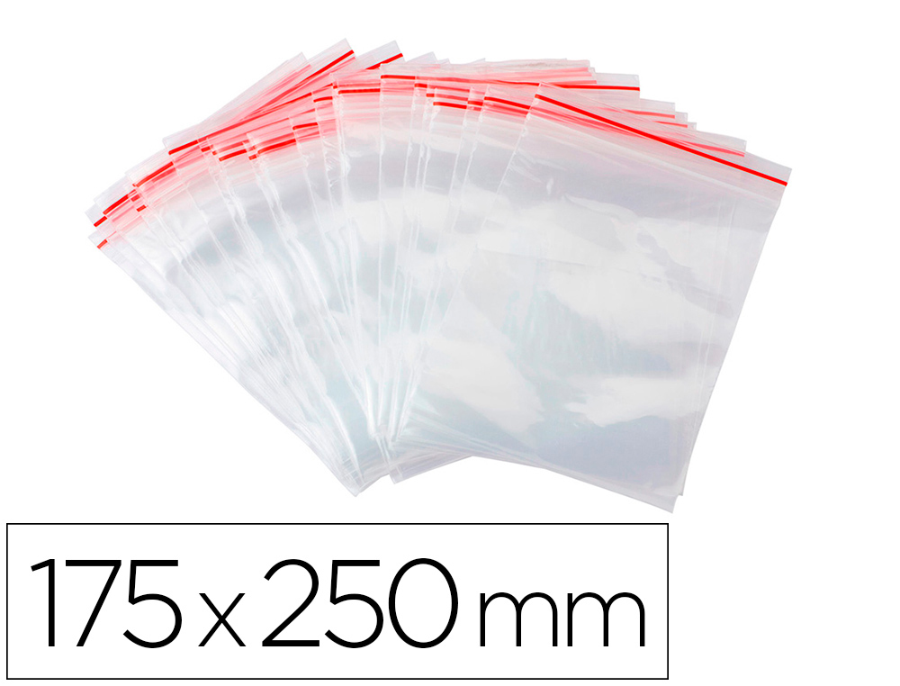 Bolsa plastico autocierre q-connect 175x250 mm paquete de 100 unidades