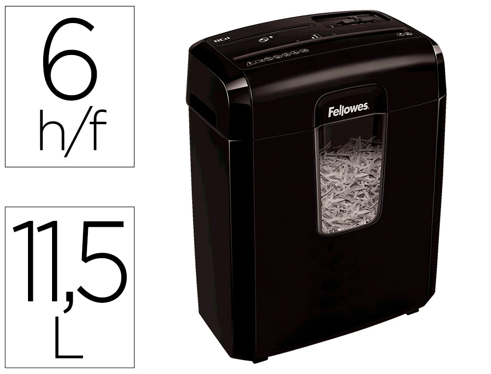 Destructora de documentos fellowes lx-25m capacidad 6h seguridad p4 destruye grapas clips y tarjeta papelera 11,5