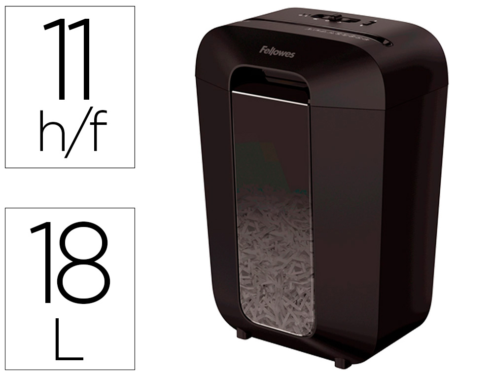 Destructora de documentos fellowes lx-70d capacidad 11h seguridad p4 destruye grapas clips y tarjeta papelera 18 l