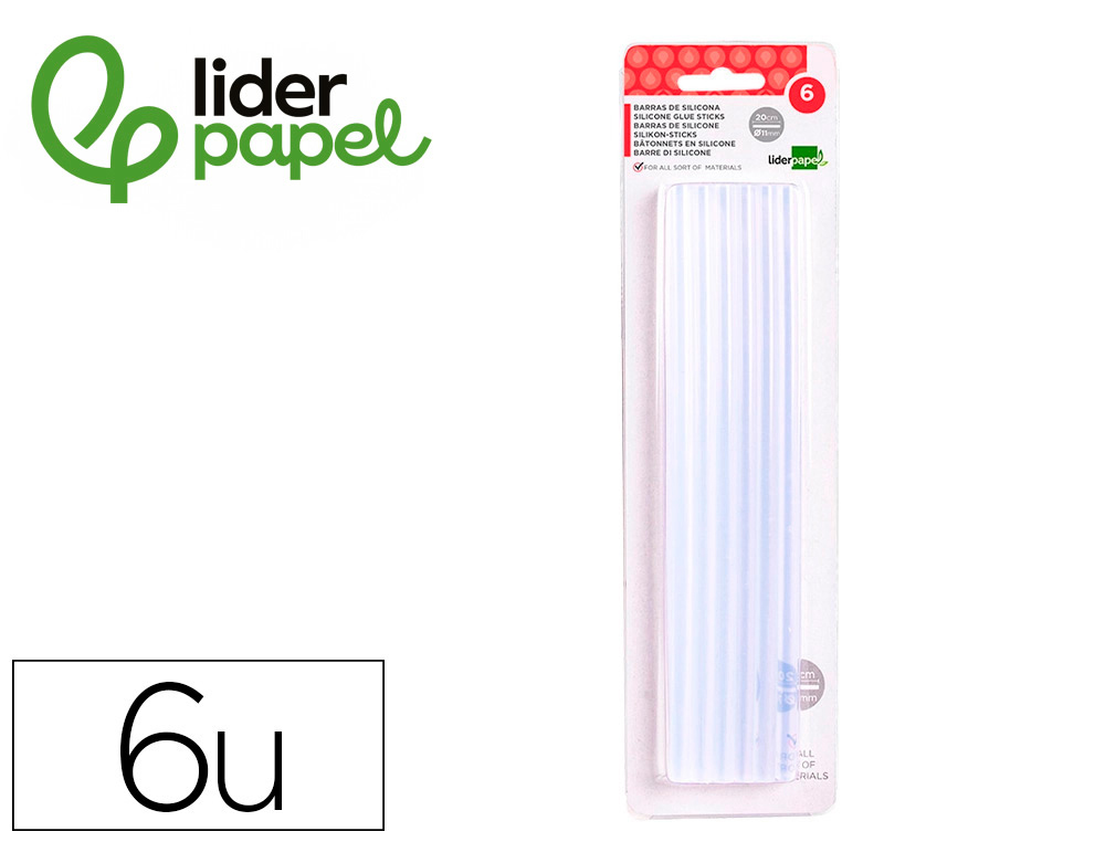 Barra termofusible liderpapel de 11 mm de diametro x 200 mm de largo blister de 6 unidades