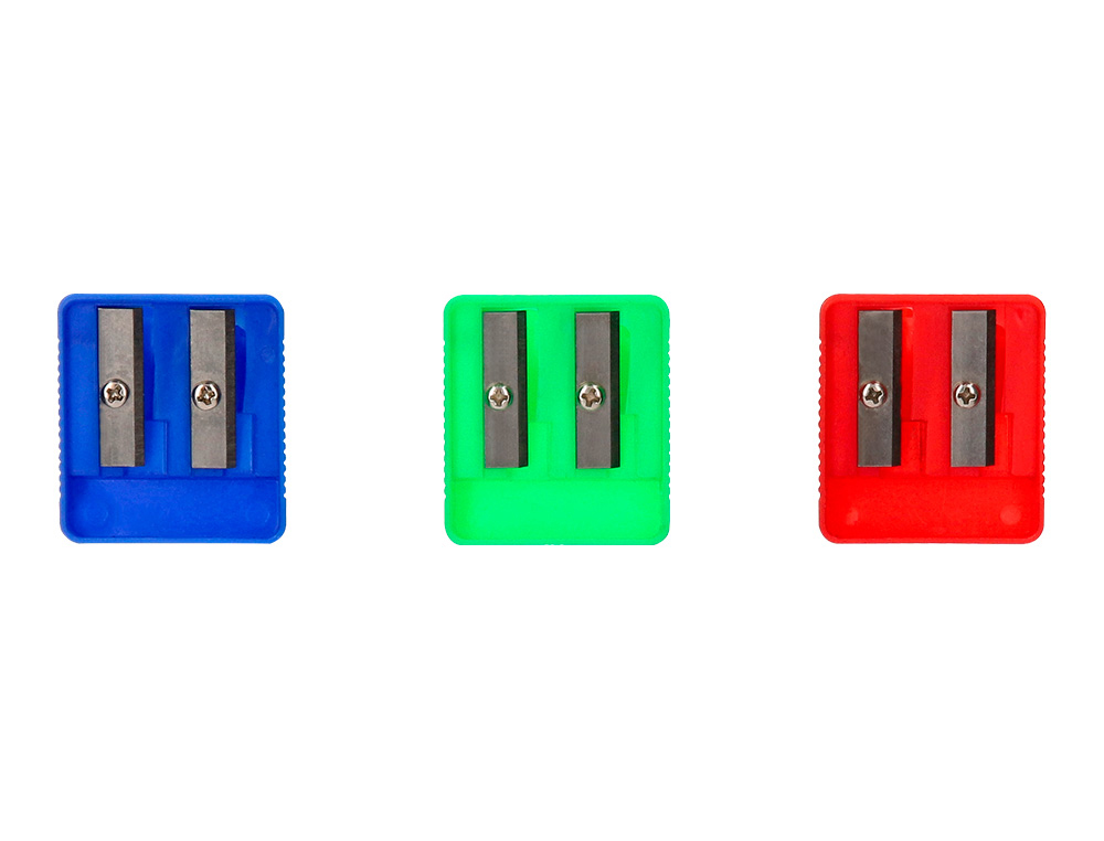 Sacapuntas liderpapel plastico 2 usos colores surtidos