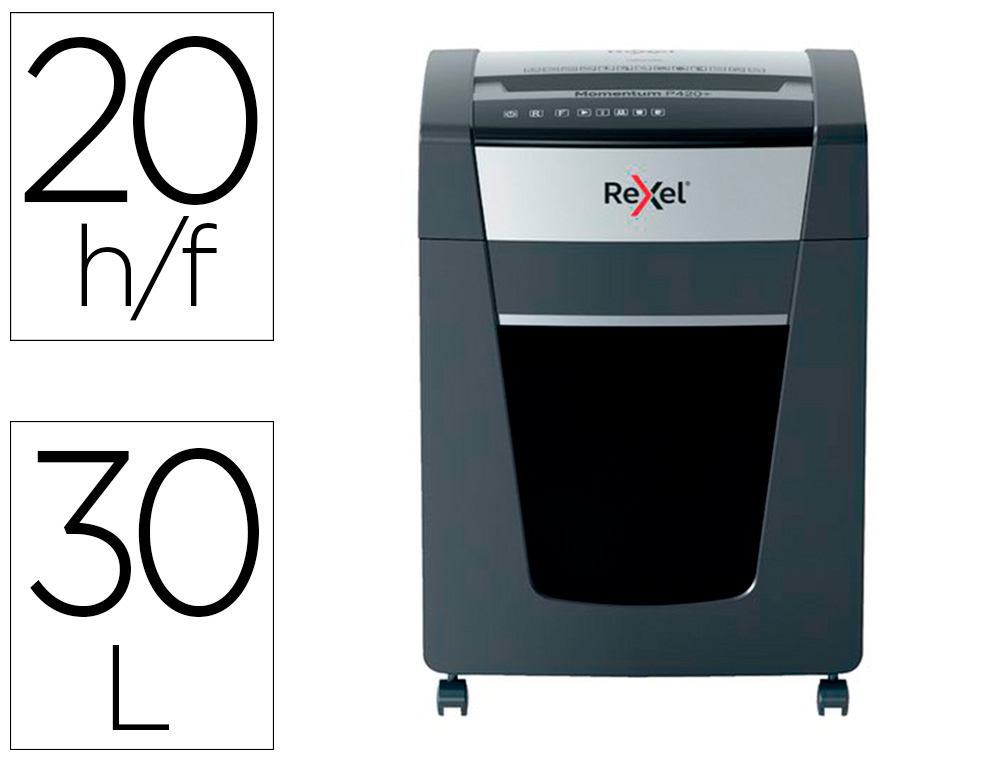 Destructora de documentos rexel momentum extra p420+ capacidad corte 20 h p4 destruye grapas clips cd y