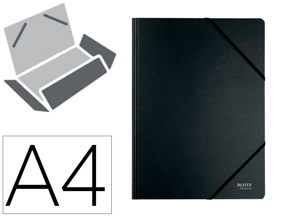 Carpeta leitz recycle gomas din a4 carton reciclabe 100% negro