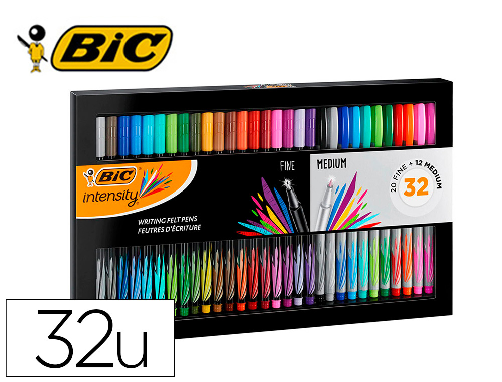 Rotulador bic intesity collection estuche de 32 unidades colores surtidos