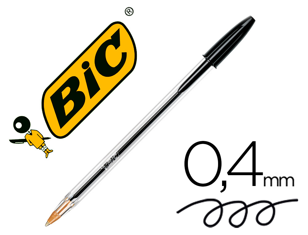 Boligrafo bic cristal original tinta negra bolsa de 5 unidades