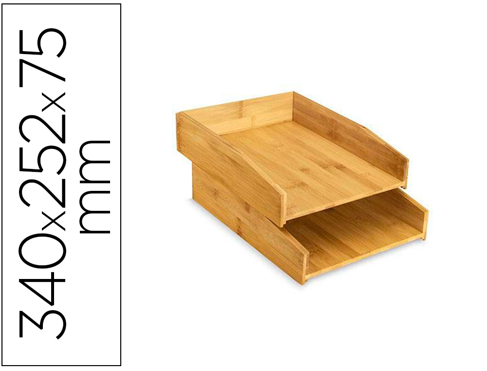 Bandeja sobremesa cep silva bambu lote de 2 unidades 340x252x75 mm