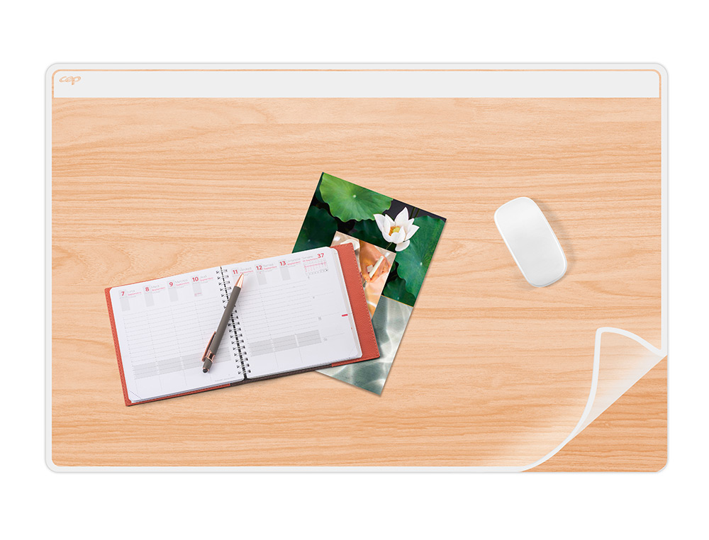 Vade de sobremesa cep silva bambu con solapa transparente 585x385x2 mm