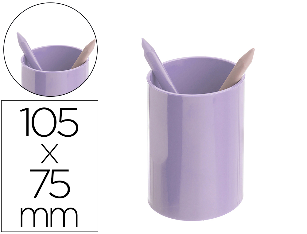 Cubilete portalapices archivo 2000 malva pastel opaco plastico 100% reciclado diametro 75 mm alto 105 mm