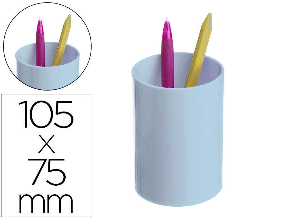 Cubilete portalapices archivo 2000 azul pastel opaco plastico 100% reciclado diametro 75 mm alto 105 mm