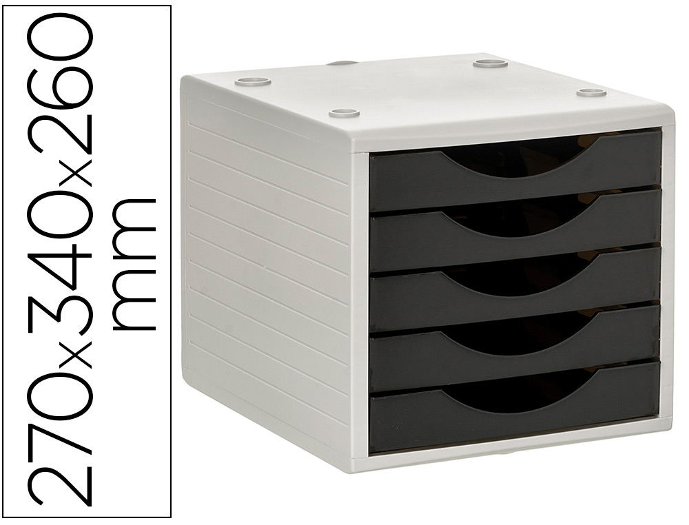 Fichero cajones de sobremesa archivo 2000 5 cajones color negro opaco 270x340x260 mm