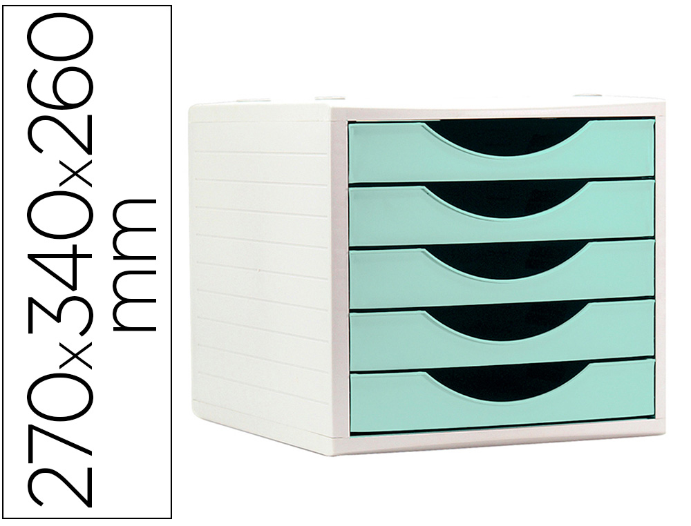 Fichero cajones de sobremesa archivo 2000 5 cajones color verde pastel 270x340x260 mm