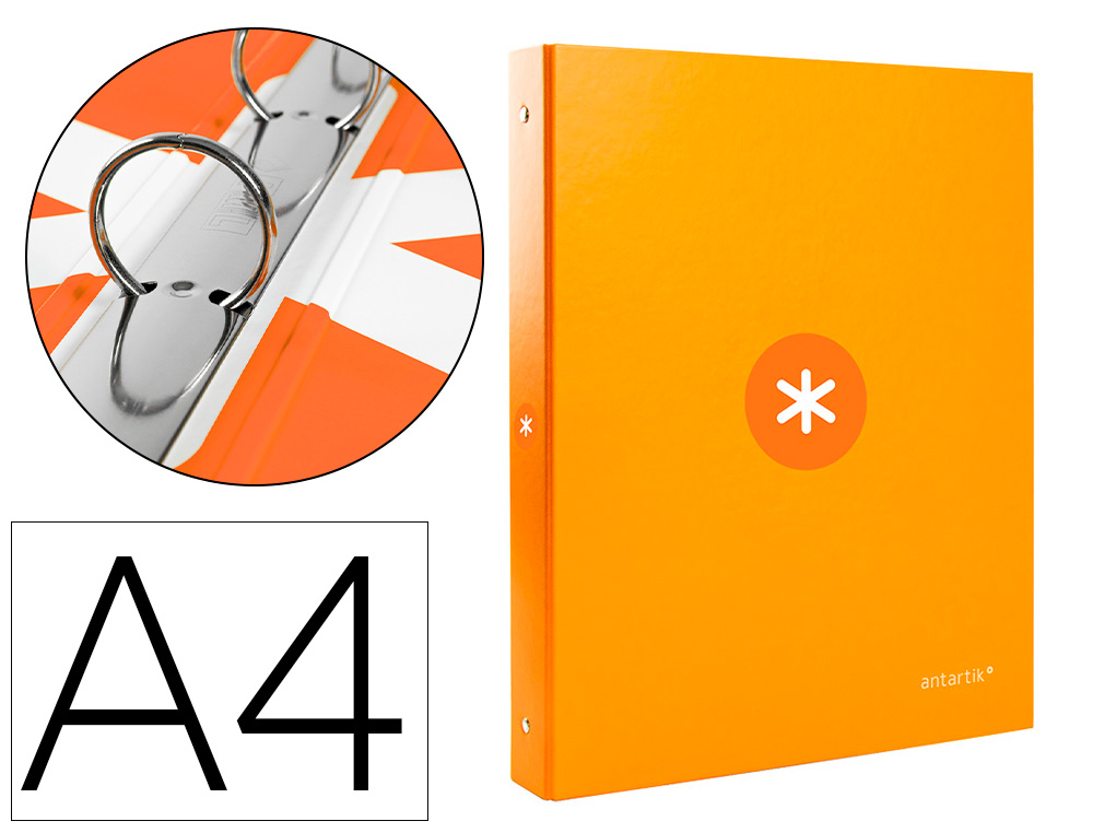 Carpeta antartik a4 forrada 4 anillas 25 mm redondas color mostaza