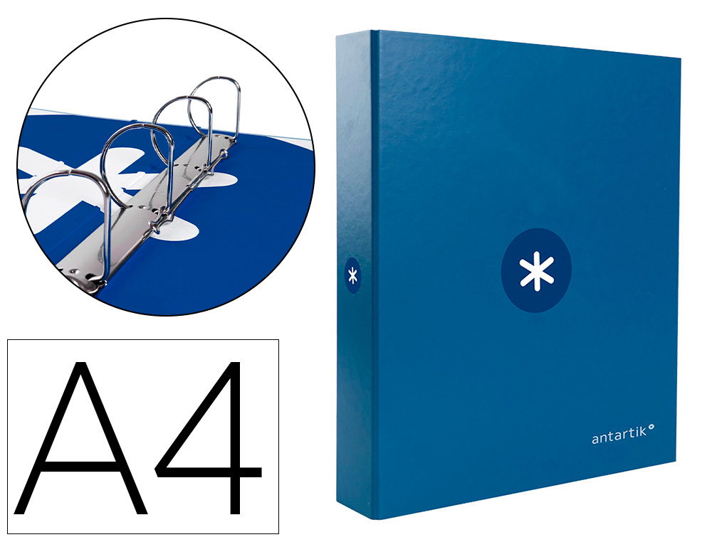 Carpeta 4 anillas 40 mm mixtas antartik a4 forrada color azul marino
