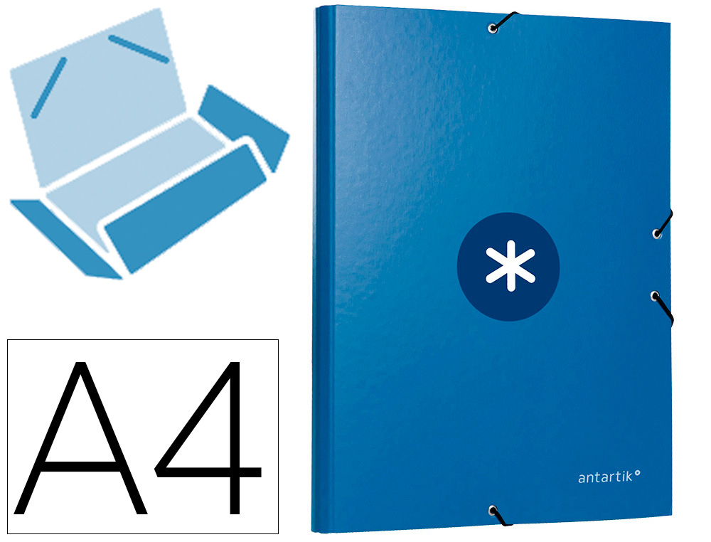 Carpeta antartik gomas tres solapas carton forrado a4 color azul marino