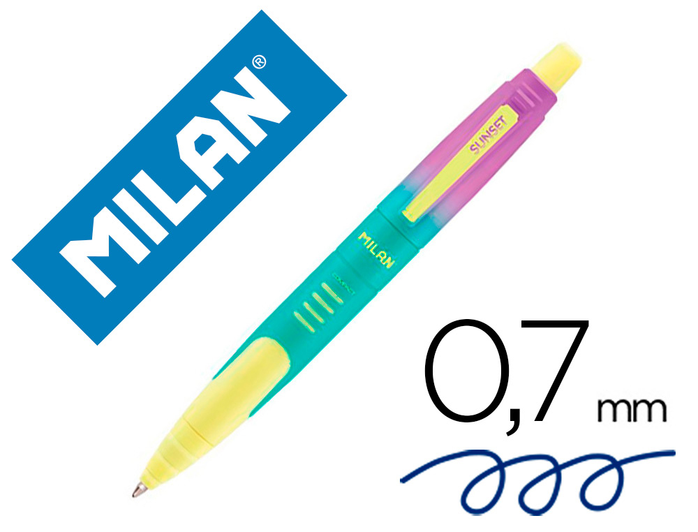 Boligrafo milan compact sunset retractil tinta azul punta 1 mm colores surtidos