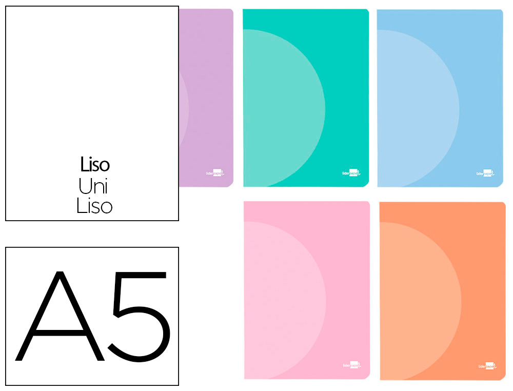 Libreta liderpapel 360 tapa de plastico a5 48 hojas 90g/m2 liso sin margen colores pastel surtidos
