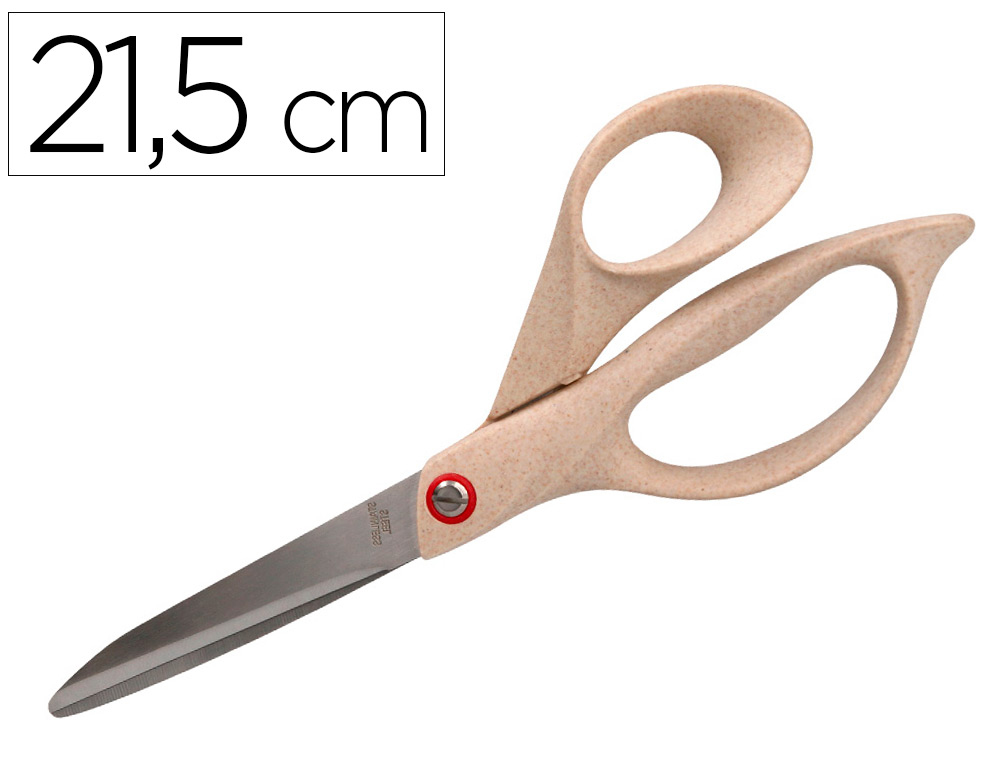 Tijera oficina liderpapel acero inoxidable mango eco material 8" 21,5 cm en blister